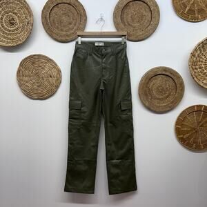 Abercrombie The 90s Relaxed High Rise Pants 28/6L LONG Faux Leather Cargo